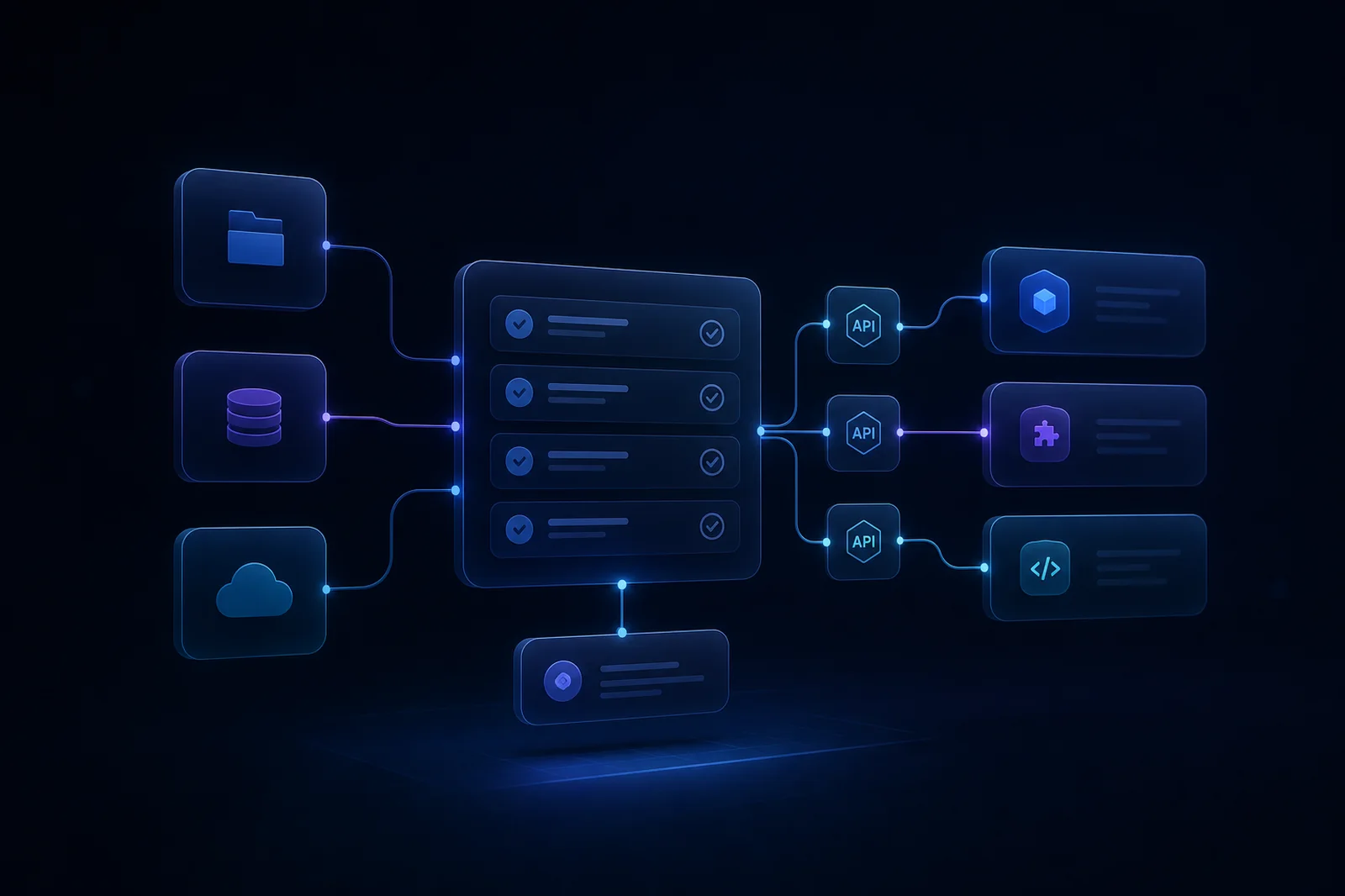 Automation workflow diagram connecting services and system modules